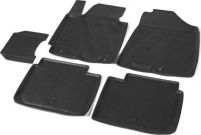 Комплект автомобильных ковриков Kia Cerato 2013- SD, полиуретан, низкий борт, 5 предметов, крепеж для передних ковров RIVAL 12802001