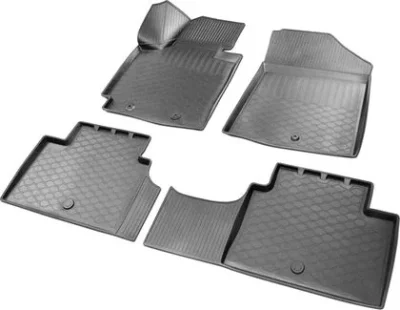 Комплект автомобильных ковриков Kia Soul 2013- , полиуретан, низкий борт, 5 предметов, крепеж для передних ковров RIVAL 12806002