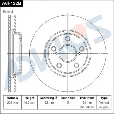 Тормозной диск ADVICS A6F122B