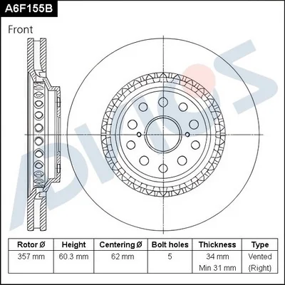 A6F155B ADVICS Тормозной диск