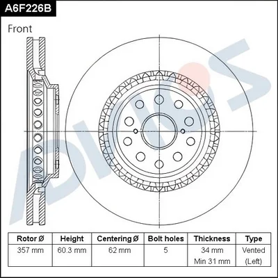 Тормозной диск ADVICS A6F226B