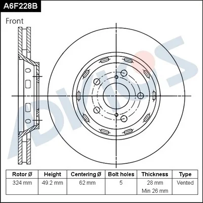 Тормозной диск ADVICS A6F228B
