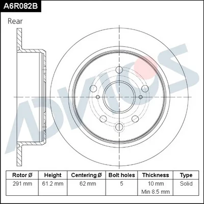 A6R082B ADVICS Тормозной диск