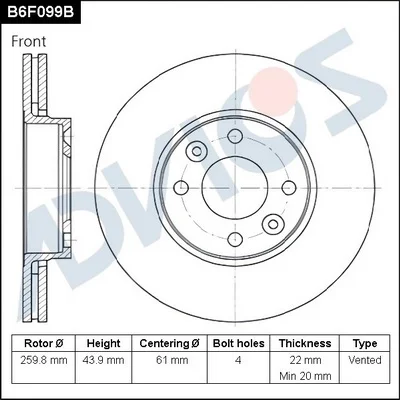 B6F099B ADVICS Тормозной диск