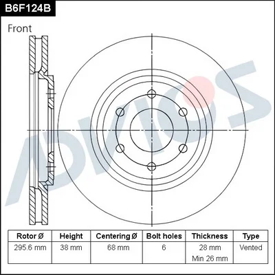 B6F124B ADVICS Тормозной диск