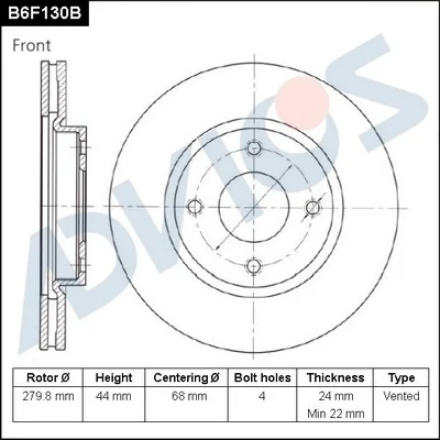 B6F130B ADVICS Тормозной диск