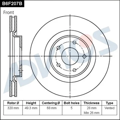 Тормозной диск ADVICS B6F207B