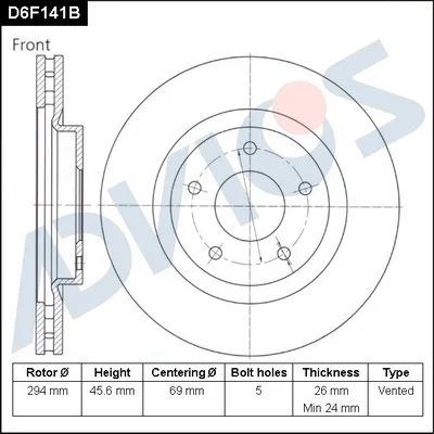 D6F141B ADVICS Тормозной диск