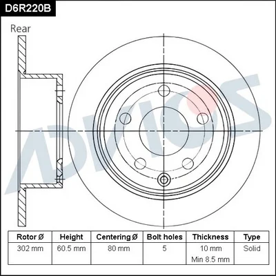 D6R220B ADVICS Тормозной диск