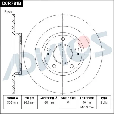 D6R781B ADVICS Тормозной диск