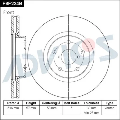F6F224B ADVICS Тормозной диск