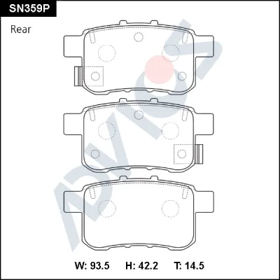 SN359P ADVICS Комплект тормозных колодок, дисковый тормоз