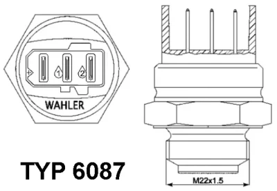 6087.87D BorgWarner (Wahler) Термовыключатель, вентилятор радиатора