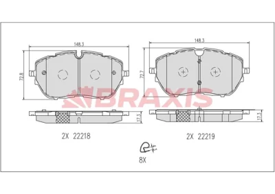 Комплект тормозных колодок, дисковый тормоз BRAXIS AB0640