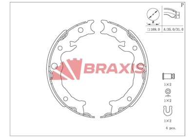 AC0220 BRAXIS Комплект тормозных колодок, стояночная тормозная система