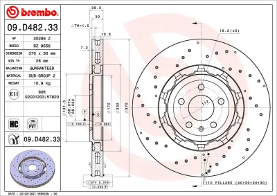Тормозной диск BREMBO 09.D482.33