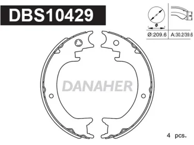 DBS10429 DANAHER Комплект тормозных колодок, стояночная тормозная система