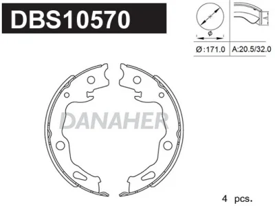 DBS10570 DANAHER Комплект тормозных колодок, стояночная тормозная система