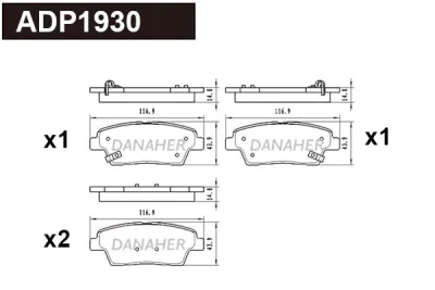 ADP1930 DANAHER Комплект тормозных колодок, дисковый тормоз