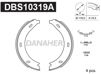 DBS10319A DANAHER Комплект тормозных колодок, стояночная тормозная система