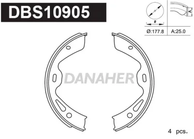 DBS10905 DANAHER Комплект тормозных колодок, стояночная тормозная система