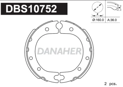 DBS10752 DANAHER Комплект тормозных колодок, стояночная тормозная система