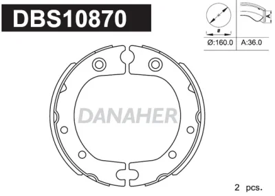 DBS10870 DANAHER Комплект тормозных колодок, стояночная тормозная система