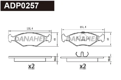ADP0257 DANAHER Комплект тормозных колодок, дисковый тормоз