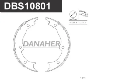 DBS10801 DANAHER Комплект тормозных колодок, стояночная тормозная система