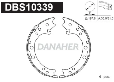 DBS10339 DANAHER Комплект тормозных колодок, стояночная тормозная система