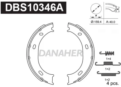 DBS10346A DANAHER Комплект тормозных колодок, стояночная тормозная система