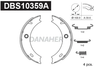 DBS10359A DANAHER Комплект тормозных колодок, стояночная тормозная система