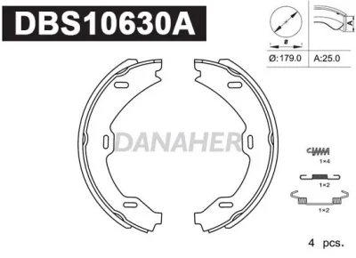 DBS10630A DANAHER Комплект тормозных колодок, стояночная тормозная система