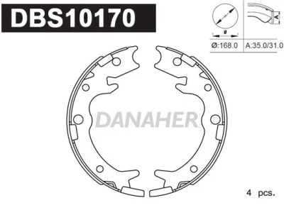 DBS10170 DANAHER Комплект тормозных колодок, стояночная тормозная система