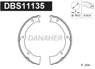 DBS11135 DANAHER Комплект тормозных колодок, стояночная тормозная система