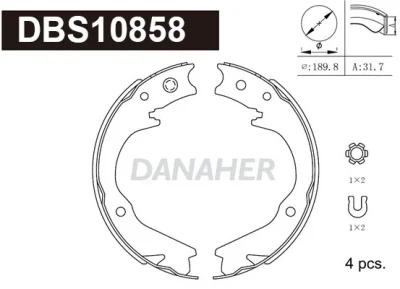 DBS10858 DANAHER Комплект тормозных колодок, стояночная тормозная система