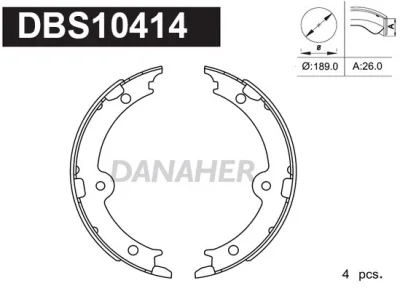 DBS10414 DANAHER Комплект тормозных колодок, стояночная тормозная система