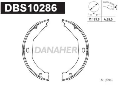 DBS10286 DANAHER Комплект тормозных колодок, стояночная тормозная система