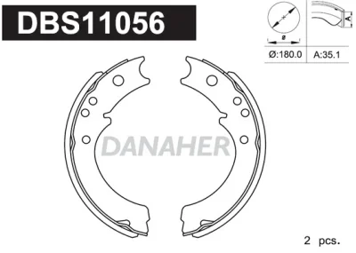 DBS11056 DANAHER Комплект тормозных колодок, стояночная тормозная система