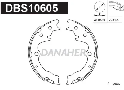 DBS10605 DANAHER Комплект тормозных колодок, стояночная тормозная система