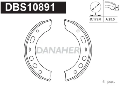 DBS10891 DANAHER Комплект тормозных колодок, стояночная тормозная система