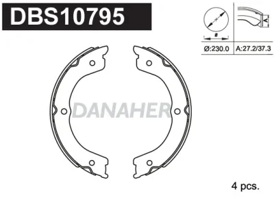 DBS10795 DANAHER Комплект тормозных колодок, стояночная тормозная система
