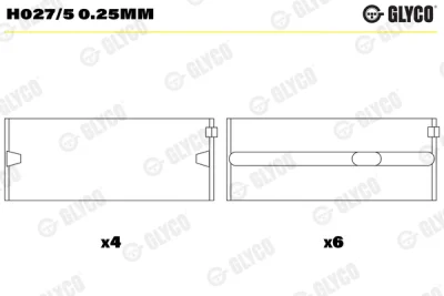 Подшипник коленвала GLYCO H027/5 0.25MM