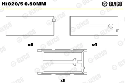 Подшипник коленвала GLYCO H1020/5 0.50MM