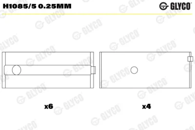 Подшипник коленвала GLYCO H1085/5 0.25MM