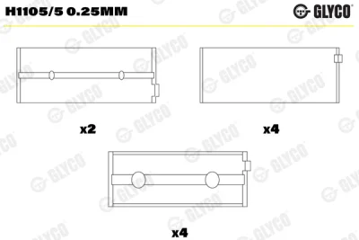 Подшипник коленвала GLYCO H1105/5 0.25MM