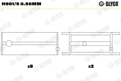 H901/5 0.50mm GLYCO Подшипник коленвала