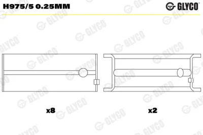 Подшипник коленвала GLYCO H975/5 0.25MM