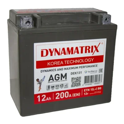 DEK131 DYNAMAX AGM аккумулятор 12V 12Ah 200A ETN 1(L+) B0 150x87x145 4,76kg