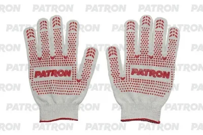 Перчатки трикотажные с ПВХ покрытием точка, из 4-х нитей 10 класс, белого цвета (мин. заказ 3 пары) PATRON PPG101